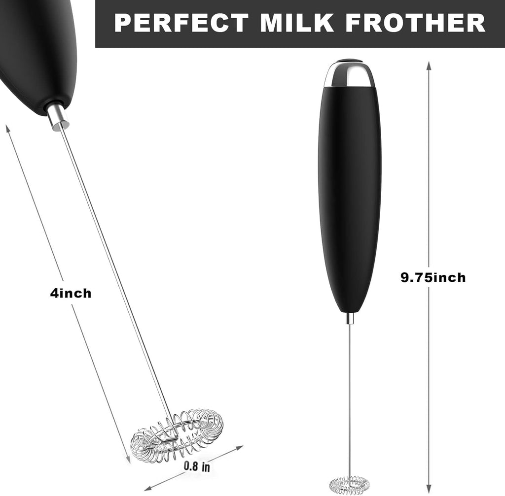 Handheld Electric Milk Frother - Premium Battery-Operated Drink Mixer for Coffee, Matcha, and More, Ideal for Frappe, Hot Chocolate, Cappuccino, and Lattes