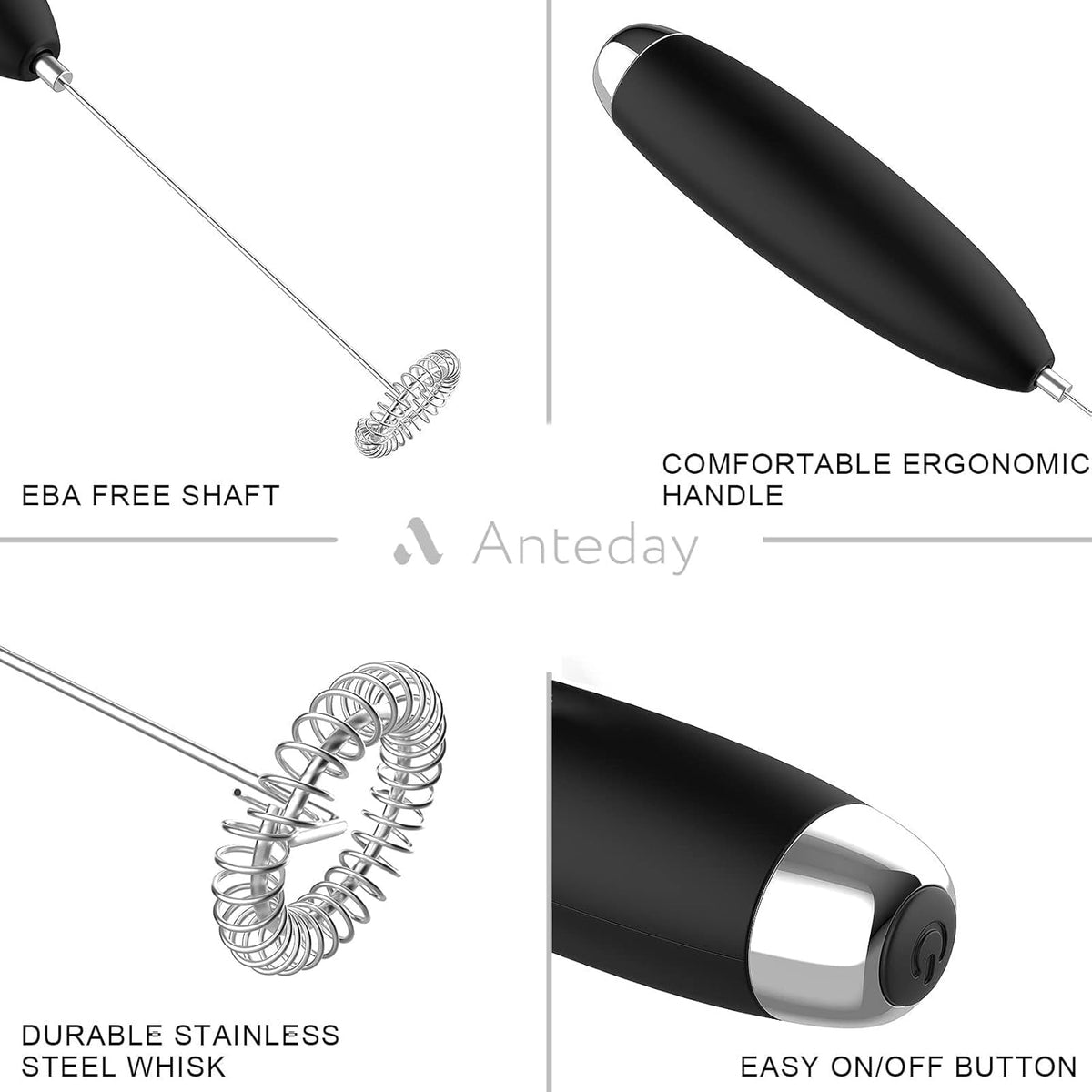 Handheld Electric Milk Frother - Premium Battery-Operated Drink Mixer for Coffee, Matcha, and More, Ideal for Frappe, Hot Chocolate, Cappuccino, and Lattes