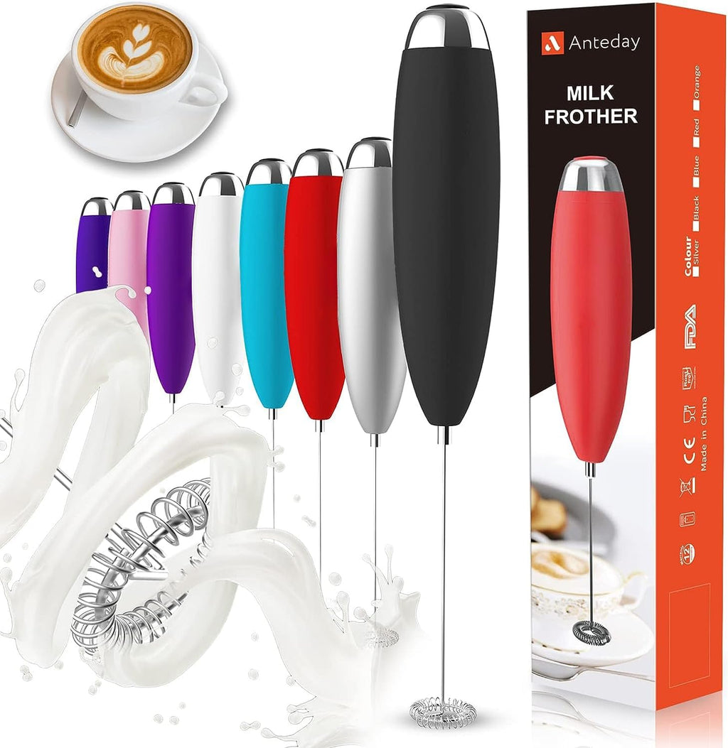 Handheld Electric Milk Frother - Premium Battery-Operated Drink Mixer for Coffee, Matcha, and More, Ideal for Frappe, Hot Chocolate, Cappuccino, and Lattes