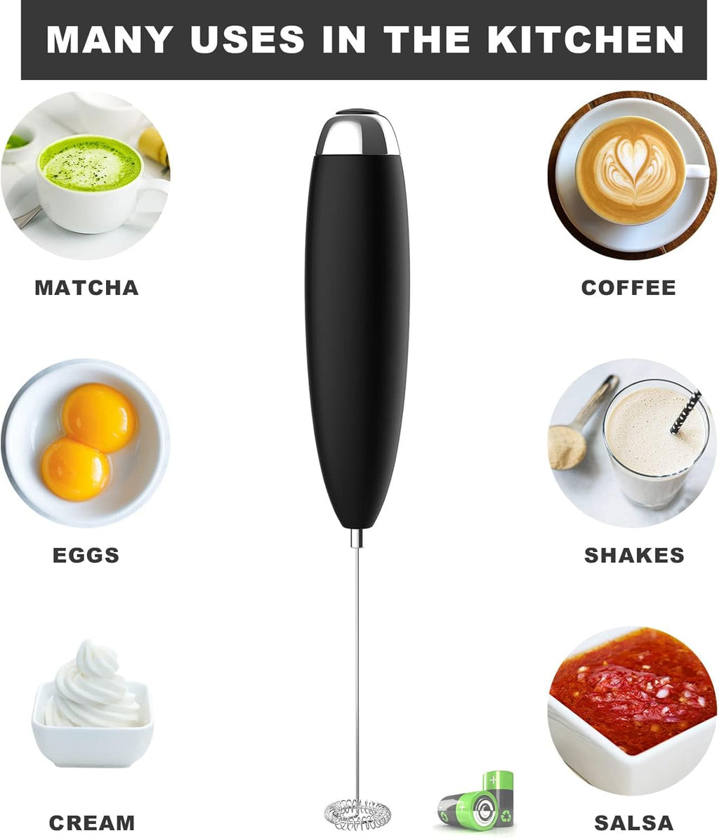 Handheld Electric Milk Frother - Premium Battery-Operated Drink Mixer for Coffee, Matcha, and More, Ideal for Frappe, Hot Chocolate, Cappuccino, and Lattes