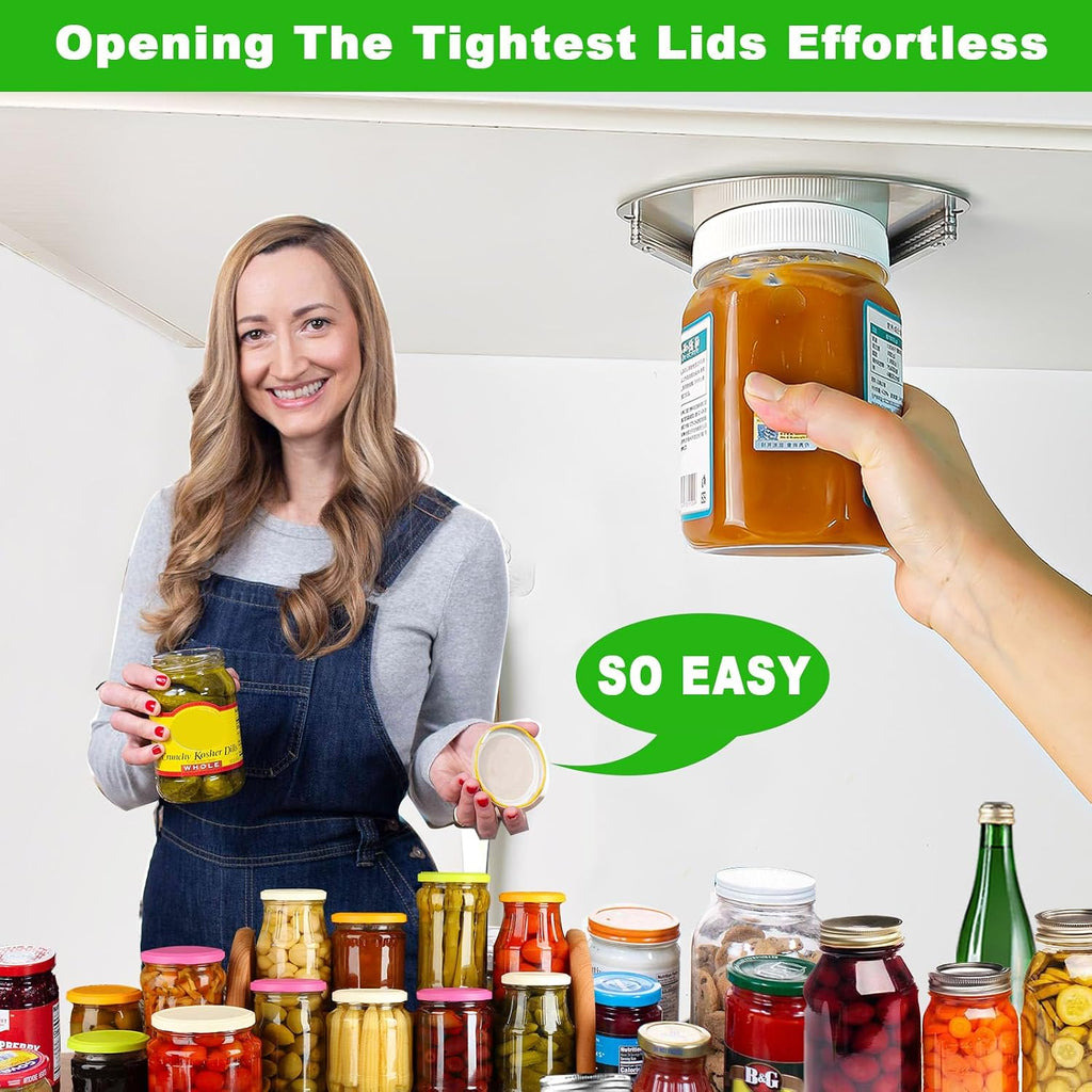 Premium Under-Cabinet Jar Opener for Seniors with Arthritis - Stainless Steel Can and Bottle Cap Opener Tool