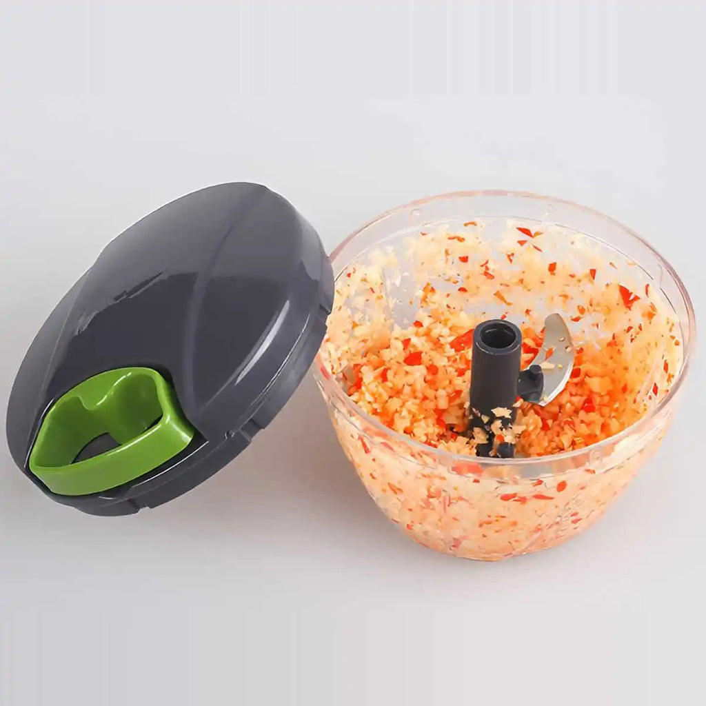Manual Food Chopper with Pull String Mechanism - 600/1000ml Vegetable, Onion, Garlic, Fruit, Herb, and Nut Cutter for Kitchen Use