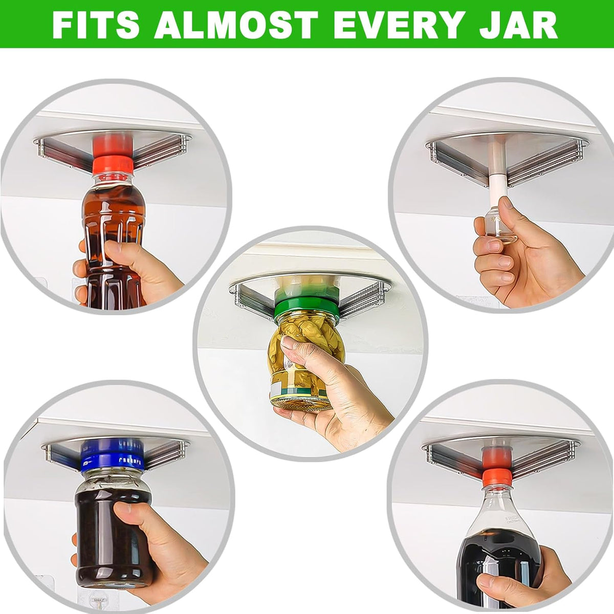 Premium Under-Cabinet Jar Opener for Seniors with Arthritis - Stainless Steel Can and Bottle Cap Opener Tool