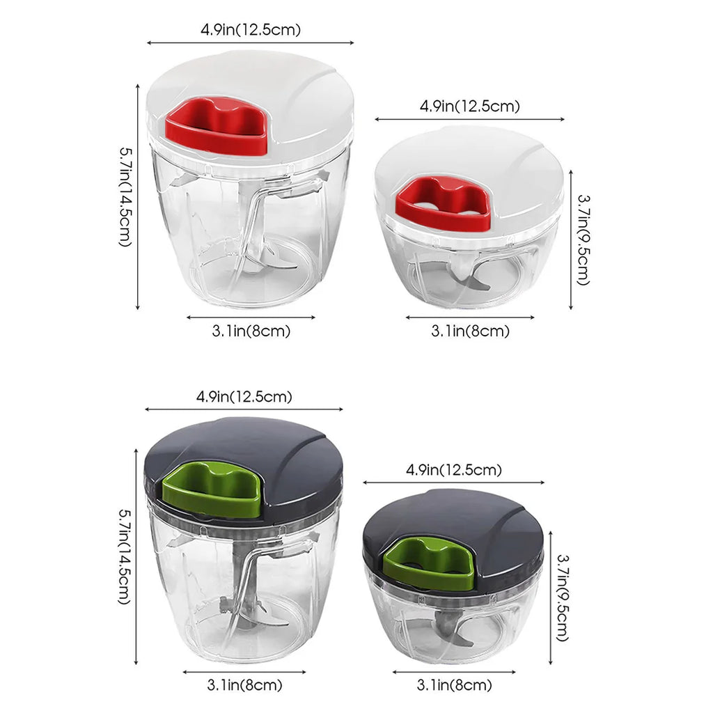Manual Food Chopper with Pull String Mechanism - 600/1000ml Vegetable, Onion, Garlic, Fruit, Herb, and Nut Cutter for Kitchen Use