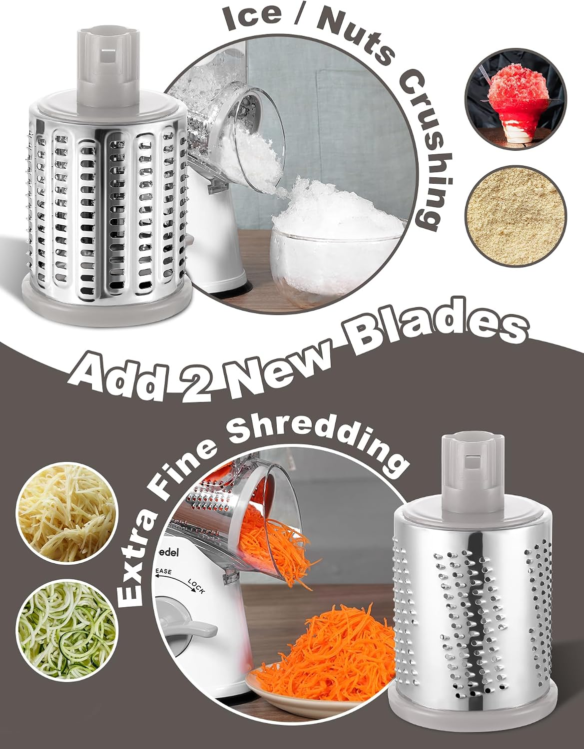 Rotary Hand Crank Cheese Grater and Vegetable Slicing Tool