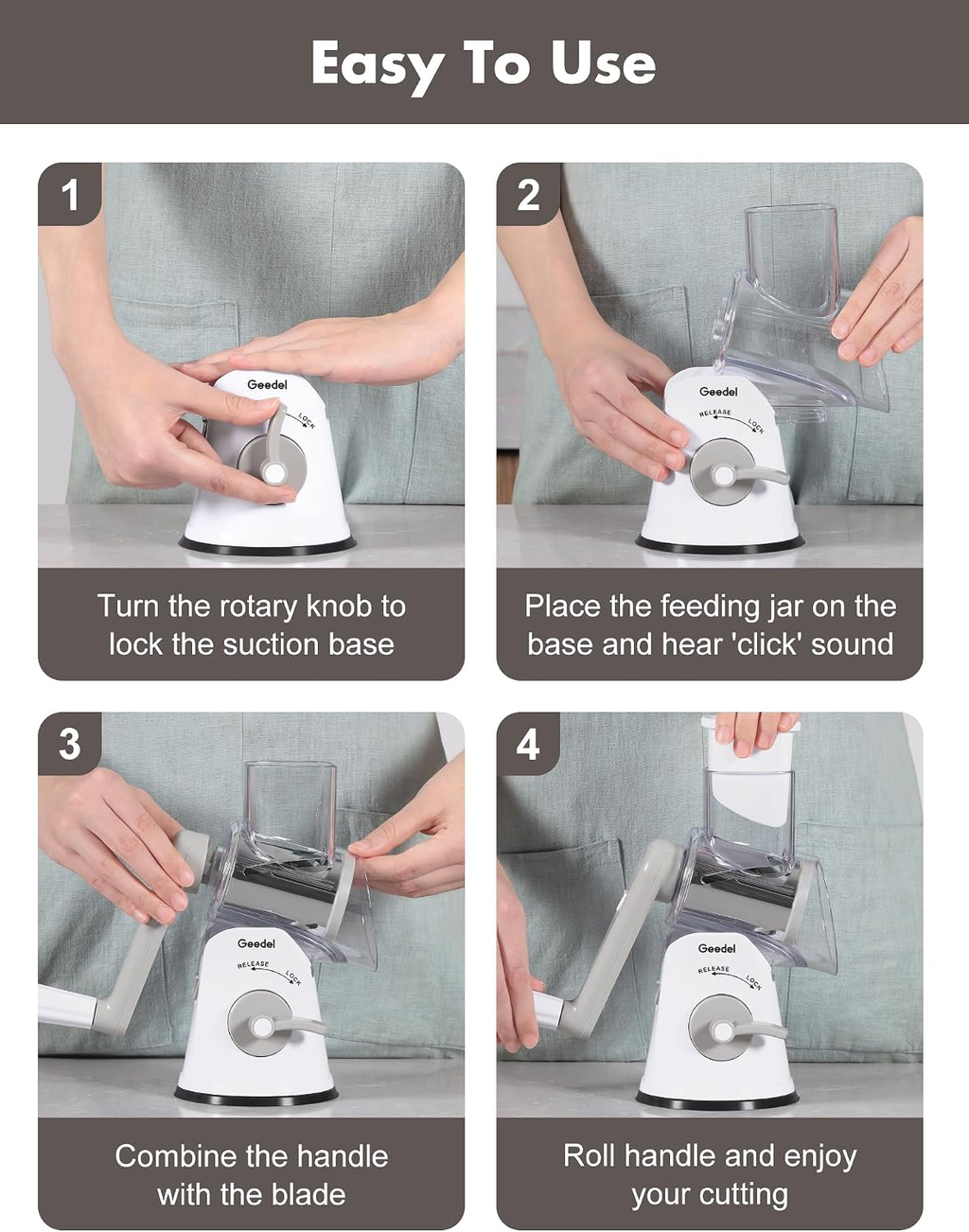 Rotary Hand Crank Cheese Grater and Vegetable Slicing Tool