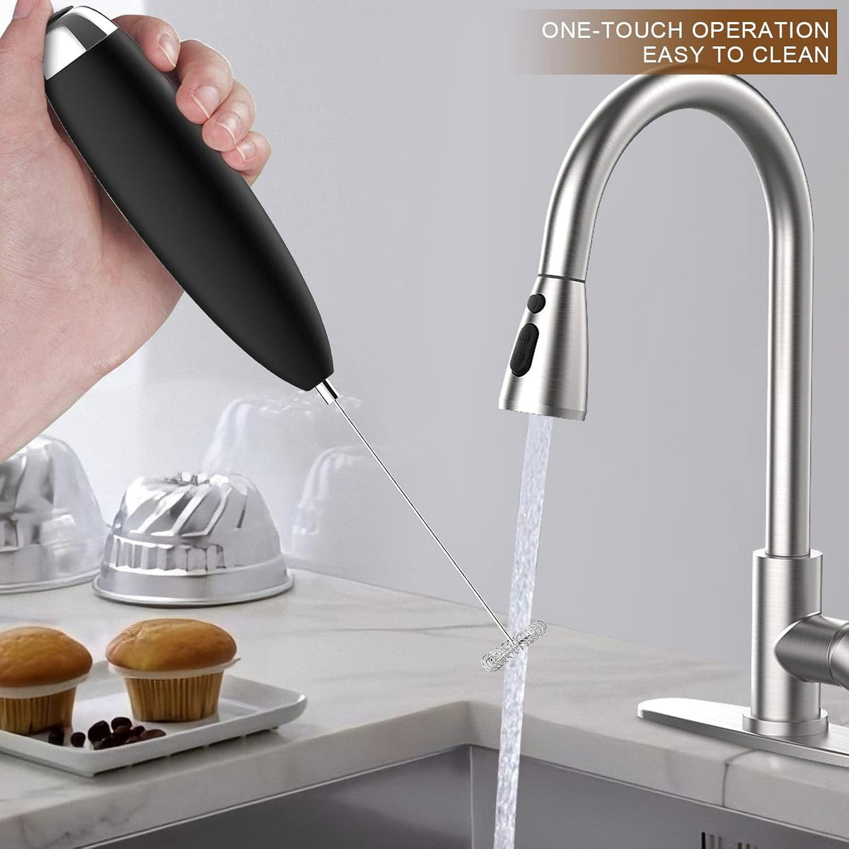 Handheld Electric Milk Frother - Premium Battery-Operated Drink Mixer for Coffee, Matcha, and More, Ideal for Frappe, Hot Chocolate, Cappuccino, and Lattes